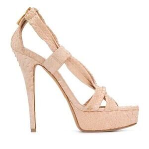 BURBERRY 2000s pink powder snakeskin platform Sandals sz 35